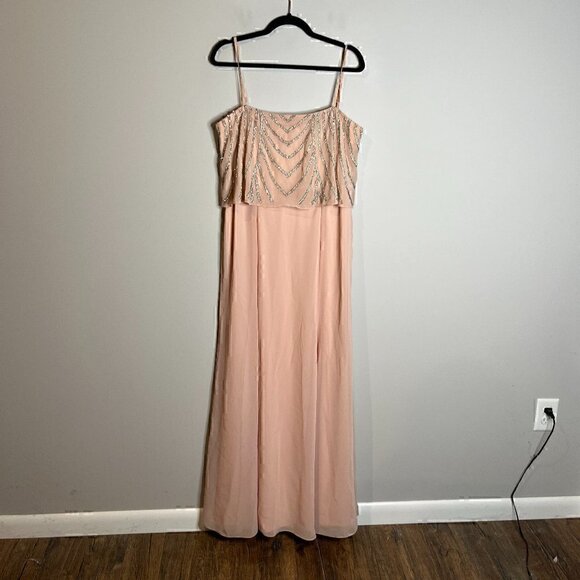 Marina Rinaldi pink sequin bodice drapey dress - Picture 2 of 6